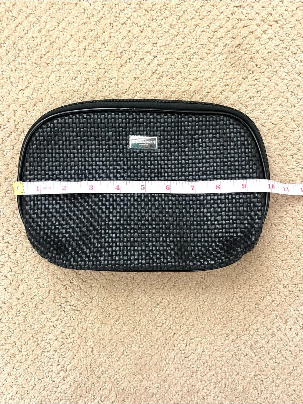 Giorgio Armani Woven Faux Patent Leather Cosmetic Bag